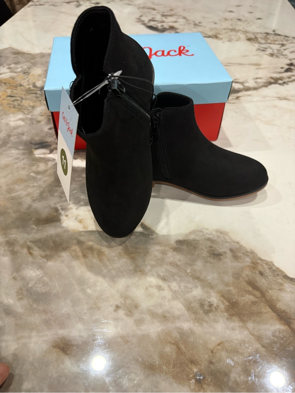 Cat & Jack Black Suede-Look Ankle Boots